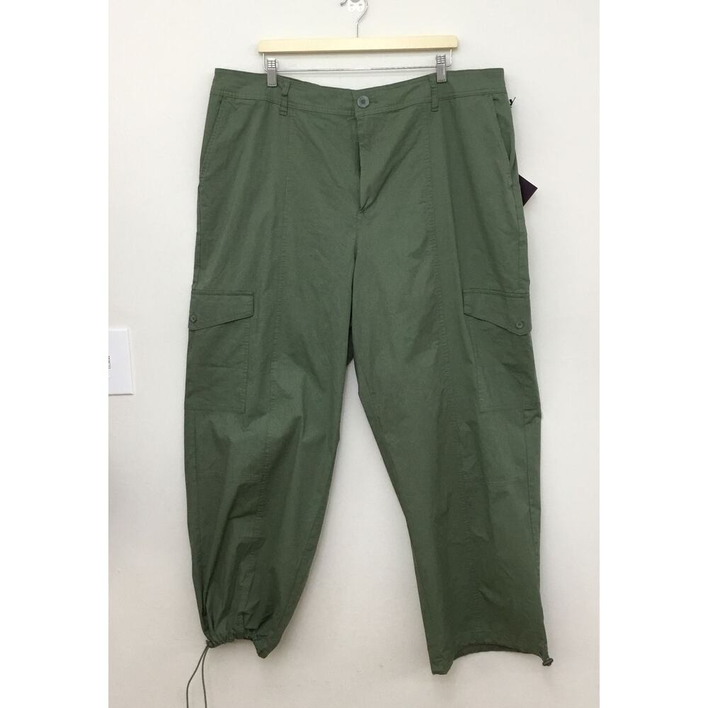 AVA & VIV Cargo Jogger Pants Elastic Waist Outdoor Trousers Green Sz 2 XL - Picture 2 of 8